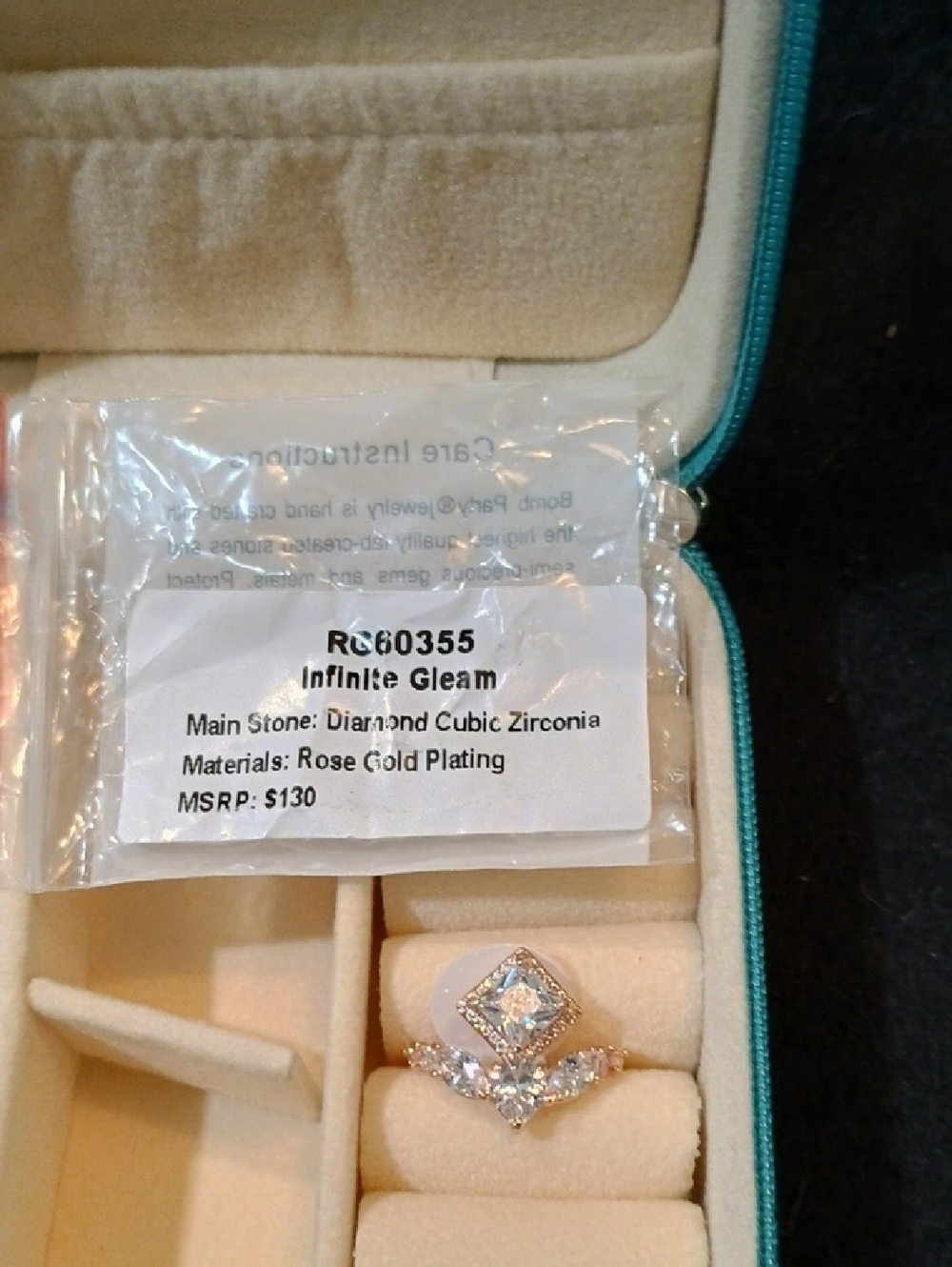 bp Rose Gold and Clear Cubic Zirconia Stackable Ring Set